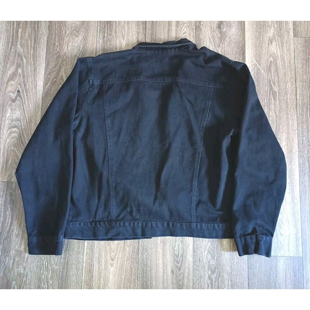 Vintage Denim Jean Jacket Women's Size Large Embellished Black Long Sleeve - Picture 8 of 10